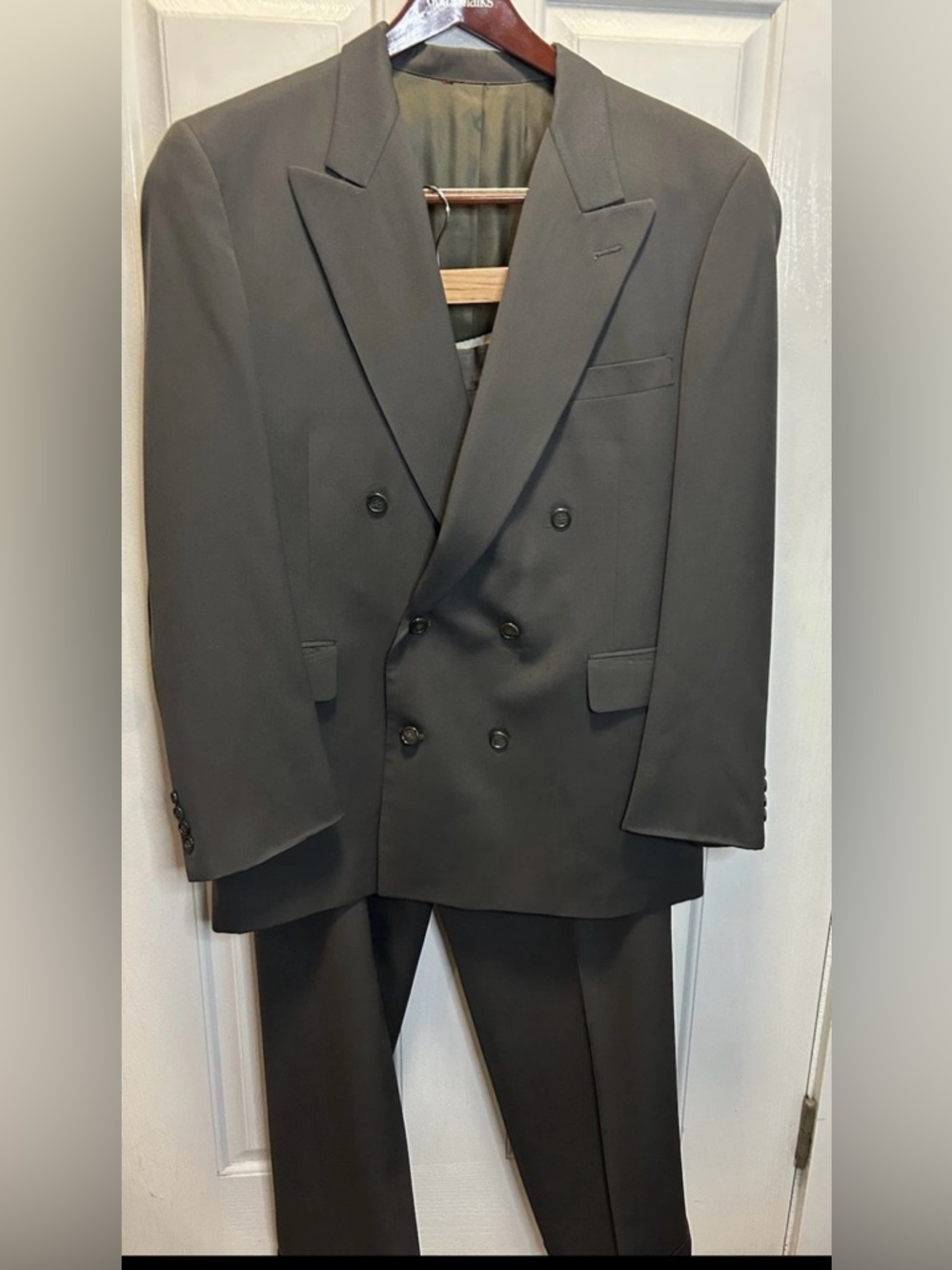 VTG Country Britches for Nordstrom Suit Men’s 42L Double Breasted Green Wool USA